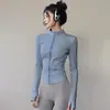 Chamarra Deportiva de Manga Larga para Gimnasio, Pilates, Entrenamiento, Yoga, Adelgazante, Transpirable, de Secado Rápido