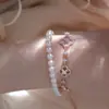Pulsera de Trébol de Cuatro Hojas Rosa para Mujer, Plata Pura, Estilo Bosque, Lujo Ligero, Pulsera de Ráfaga Estelar de Nicho, Joyería de Amistad, Regalo de Navidad
