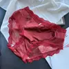 [Rojo Ancola] 880# Ropa Interior Roja Grande de Año Nuevo Malla de Encaje Seda de Hielo Ropa Interior Roja
