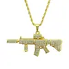Collar Más Vendido en Amazon Hip-hop Pistola Automática Incrustada de Diamantes Colgante Personalizado AK47 Colgante de Collar para Hombre