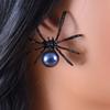 Pendientes Qifu de Halloween personalizados, de moda europea y americana, con diseño de araña de perla negra de lujo, nuevos accesorios de moda.