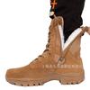 21 Botas de Lana Marrones para Hombre Ultraligeras con Cremallera Lateral Botas Físicas de Caña Alta Resistentes al Desgaste Botas Tácticas Piel de Vaca Impermeables Botas de Algodón para Entrenamiento