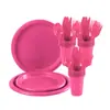 Conjunto de Suprimentos para Festa Copos de Plástico Pratos de Plástico Conjunto de Talheres (Faca, Garfo, Colher) Decorações Temáticas para Festa de Aniversário