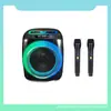 Subwoofer Bluetooth Inalámbrico Portátil Comercio Exterior Transfronterizo Altavoz Karaoke Colorido para Exteriores Danza Cuadrada Micrófonos Duales
