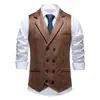 Colete de Terno Masculino Novo da Amazon em Camurça Estampada Lapela Retrô Colete de Botão Duplo Colete Fashion Masculino