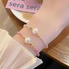 Novo Estilo Luxo Leve Design Nicho Pérola de Água Doce Simples 2mm Pulseira Fina Doce Melhor Amiga Empilhada Pulseira Ajustável