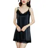 Vestido Suspbottomer Primavera y Verano Pijama de Seda para Mujer Top de Largo Medio Acetato Ropa Exterior Camiseta Básica con Falda Interior
