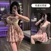 Camisón Sexy Floral de Mariposas para Mujer, Vestido Corto Sexy Transparente con Tirantes Finos y Escote en V de Encaje, Ropa Interior Sexy para Dormir en Casa
