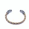 Pulsera abierta vintage con cabeza de lobo dominante vikingo, personalidad, moda, acero de titanio, comercio exterior para hombres, pulsera transfronteriza, joyería al por mayor