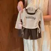 Novidades de outono: Garota descolada estilo coreano! Conjunto de duas peças para meninas com top de letra estampado com cordão e calça casual para primavera e outono