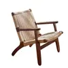 Sillón reclinable estilo wabi-sabi para apartamento pequeño, silla sofá de madera maciza tejida con cuerda, silla individual tejida de ocio para balcón nórdico