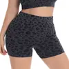 Estilo Caliente Europeo y Americano Transfronterizo Cintura Alta Control de Abdomen Estampado de Leopardo Set de Yoga Leggings Levanta Glúteos Ropa Exterior Ajustada Pantalones Cortos de Fitness Melocotón para Correr