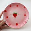 Taza plato de fresa degradado original pintado a mano taza de cerámica plato linda taza de café platillo vajilla de corazón para chica guapa