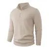 Venta al por mayor transfronteriza de suéteres populares para hombre de otoño e invierno, color liso, modernos y versátiles, camiseta básica de punto para hombre con cuello alto y media cremallera