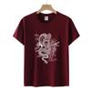 Dia dos Namorados Transfronteiriço Fornecer novos produtos para homens e mulheres Dragão chinês estampado Pullover algodão solto manga curta camiseta feminina
