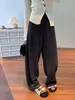 Calça Larga de Cintura Alta Off-White para Mulheres, Outono, Fluida, Comprimento Total, Perna Banana, Macia, Versátil, Casual, Calça de Moletom Esportiva