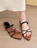Sandalias Retro Francesas de Tacón Bajo de Dos Usos con Una Tira para Exterior de Mujer Versátiles de Punta Simple y Punta Abierta