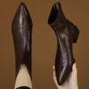 Botines Marrones Estilo Martin con Punta Fina Estilo Francés, Botines Ajustados, Nuevo Estilo Otoño e Invierno 2026, Tacón Grueso, Botines Cortos Perfectos para Mujer