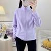 Chaqueta Polar para Exterior de Otoño e Invierno con LOGO Personalizado para Hombre, Color Sólido, Cuello Vertical, Chaqueta Polar para Mujer Cortavientos Cálida