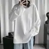 Camiseta Blanca Pura de Manga Larga para Hombre Otoño Primavera Ropa Interior Holgada Camisa Base Ropa de Otoño para Niños Top Delgado Moderno