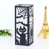 Telaraña negra de Halloween Lámpara de papel 3D Corte láser Murciélago Pantalla de papel para lámpara Luz nocturna Linterna de gato negro