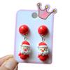Pendientes Navideños Transfronterizos Europeos y Americanos Reno Arcoíris Muñeco de Nieve Campana Papá Noel Accesorios Navideños de Resina Clips para Orejas