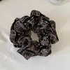Suave Lazo para el Cabello de Tela Estampada Estilo Francés, Scrunchie Grande con Flor para la Cabeza, Cuerda para el Cabello Versátil de Temperamento Elegante, Accesorio para el Cabello Plisado