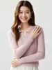 Novedad Otoño 2026 Suéter de Punto Fino para Mujer con Rayas, Cuello Polo de Cachemira, Ajuste Ceñido, Manga Larga, Capa Base