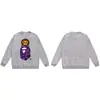 Moletom BAPE com estampa de cabeça de macaco estilo japonês, tendência transfronteiriça, gola redonda, unissex, corte solto, jaqueta de manga curta para outono e inverno