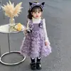 Vestido de primavera e outono para meninas 2026 novo estilo infantil de manga comprida Kuromi bolo de primavera vestido de princesa