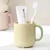 Vaso rayado para enjuague bucal, Vaso simple para lavarse la cara en casa, Vaso de plástico grueso para cepillo de dientes estilo Ins para parejas con asa