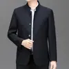 Comercio Exterior Exportación 2026 Primavera y Otoño Nueva Chaqueta Traje Zhongshan para Hombres de Mediana Edad, Chaqueta de Cuello Alto Estilo Chino de Alta Gama