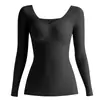 Blusa de Base para Outono e Inverno Roupas que Embeleza a Pele para Mulheres com Bojo Interno Sem Marcas Peça Única Sem Sutiã Roupas Térmicas