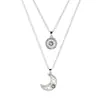 Collar con Cadena de Proyección de Corazón de Amor, Sol y Luna para Pareja, Superventas Transfronterizo, Colgante de Par Unisex, Diseño de Nicho, Apilable