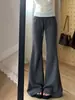 Calça de Moletom Cinza Micro Flare para Crianças e Adultos, Calça Cinza Slimming de Cintura Alta Outono/Inverno, Calça Esportiva Casual Estilo Americano Ferradura