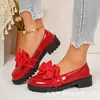 Comercio Electrónico Transfronterizo Tallas Grandes 2027 Zapatos Individuales de Caña Baja con Lazo Estilo Británico Moda Femenina Punta Redonda Casual Mocasines de Suela Gruesa