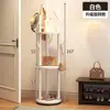 Cabide de roupas giratório, design de chão para uso doméstico, estilo simples, adequado para quartos e salas de estar, com três níveis para pendurar roupas e guardar bolsas