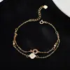 Nuevo Pulsera de Plata de Ley 925 Trébol de Cuatro Hojas de la Suerte para Niñas, Gama Alta, Lujo Accesible, Pulseras Apiladas de Doble Capa Exquisitas y de Nicho