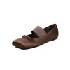 Zapatos Mary Jane de satén de seda para mujer, zapatos planos con una sola tira, nuevo modelo de otoño con lazo, cómodo forro de piel genuina, zapatos de corte bajo de una sola pieza