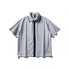 Nanxia Disguise 2026 Verão Nova Camisa de Manga Curta Patchwork com Gola Dupla Masculina Camisa Xadrez Retrô Jaqueta Fina