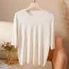 Verão Novo 60 Peças Seda de Amora Manga Curta Feminina Gola Redonda Fina Casual Camiseta Malha Meia-Manga Roupa de Baixo Atacado