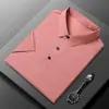 Seda de Hielo 2023 Verano Delgado Camiseta Casual de Manga Corta para Hombre Camisa Polo de Manga Media para Papá de Mediana Edad