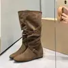 Botas altas retro de gamuza para mujer, nuevo estilo otoño-verano 2026, botas de vaquero occidentales, botas de montar, botas altas