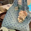 Bolso de Lona con Lunares Azules Estilo Coreano para Mujer 2026 Nuevo Bolso de Hombro de Gran Capacidad Estilo Juvenil Bolso para el Trabajo y la Escuela