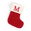 Amazon Meias de Natal de lã de malha Meias de Natal carta meias Pingente de Natal jardim de infância saco de presente de doces