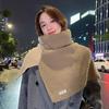 Cachecol feminino outono e inverno Nova moda externa pulôver cachecol feminino cor sólida estilo coreano gola combinada lã malha xale