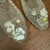 Zapatos de Cristal Coreanos para Mujer, Zapatos de Gel Transparentes de Punta Fina, Accesorios de Alta Gama, Decoraciones de Zapatos DIY, Flores Desmontables para Zapatos