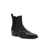 Botines Chelsea retro de cuero estilo británico, adecuados para comercio transfronterizo, diseño sin cordones, negros, tacón grueso, punta cuadrada, botines cortos, botines de mujer para otoño/invierno