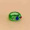 Anillos redondos y cuadrados de resina con incrustaciones de diamantes transfronterizos europeos y americanos, anillos sencillos y elegantes para el dedo índice, joyería exquisita y versátil para mujer al por mayor