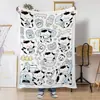 Manta de Franela con Manchas Blancas y Negras Impresión Digital a una Cara Personalización por Imagen Descanso para Almorzar Dormitorio Estudiantil Oficina Manta para Aire Acondicionado